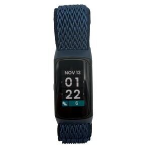 Fitbit Charge 5 Fitness Health Tracker Graphite w/ Blue Nylon Band & Charger